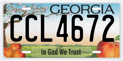 GA license plate CCL4672