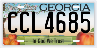 GA license plate CCL4685