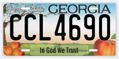 GA license plate CCL4690