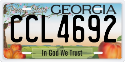 GA license plate CCL4692