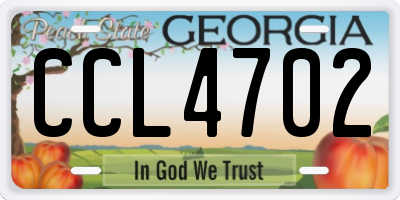GA license plate CCL4702