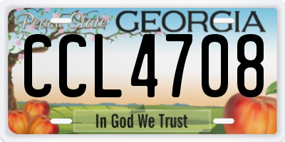 GA license plate CCL4708