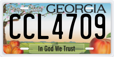 GA license plate CCL4709