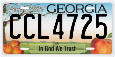 GA license plate CCL4725