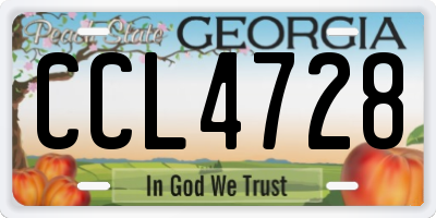 GA license plate CCL4728