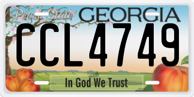 GA license plate CCL4749
