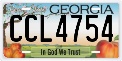 GA license plate CCL4754