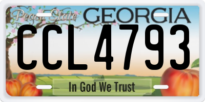 GA license plate CCL4793