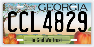 GA license plate CCL4829