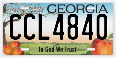 GA license plate CCL4840
