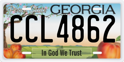 GA license plate CCL4862
