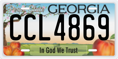 GA license plate CCL4869