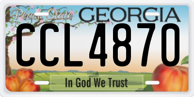 GA license plate CCL4870