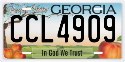 GA license plate CCL4909