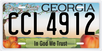 GA license plate CCL4912