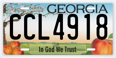 GA license plate CCL4918