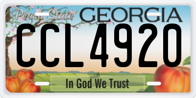 GA license plate CCL4920