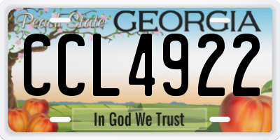 GA license plate CCL4922