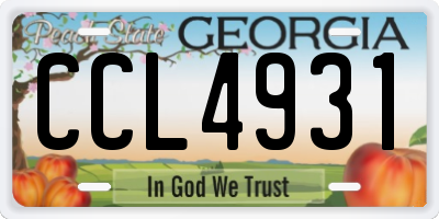 GA license plate CCL4931