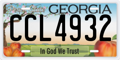 GA license plate CCL4932