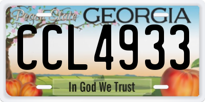 GA license plate CCL4933
