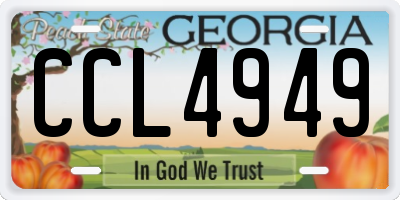GA license plate CCL4949