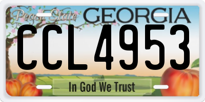 GA license plate CCL4953