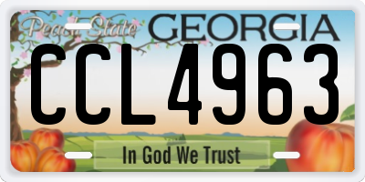 GA license plate CCL4963