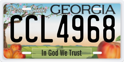 GA license plate CCL4968