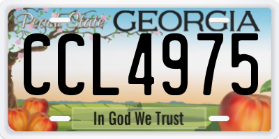 GA license plate CCL4975