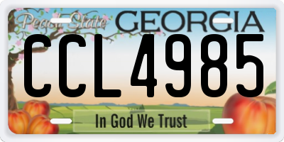 GA license plate CCL4985