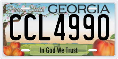 GA license plate CCL4990