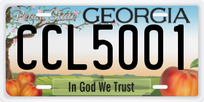 GA license plate CCL5001
