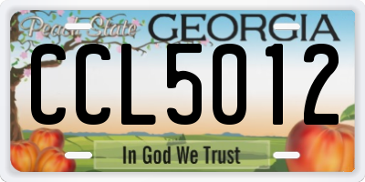 GA license plate CCL5012