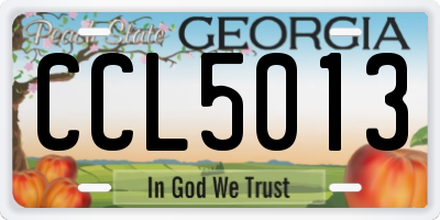 GA license plate CCL5013