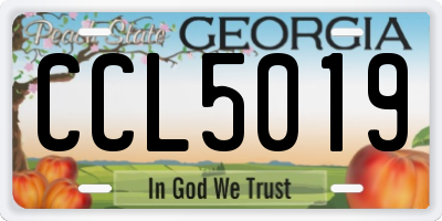 GA license plate CCL5019