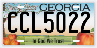 GA license plate CCL5022
