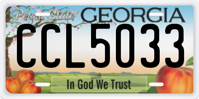 GA license plate CCL5033
