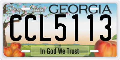 GA license plate CCL5113