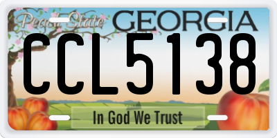 GA license plate CCL5138