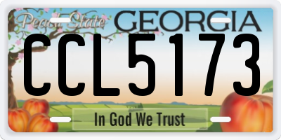 GA license plate CCL5173
