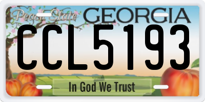 GA license plate CCL5193