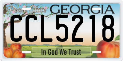 GA license plate CCL5218