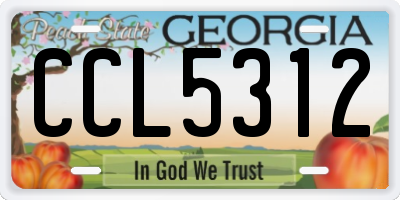 GA license plate CCL5312