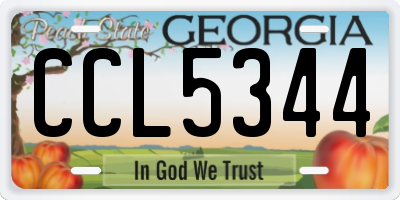 GA license plate CCL5344