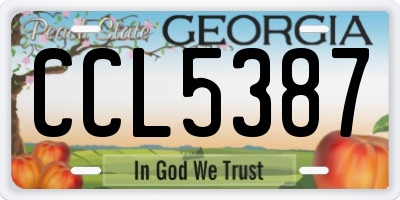 GA license plate CCL5387