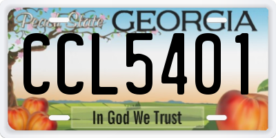 GA license plate CCL5401