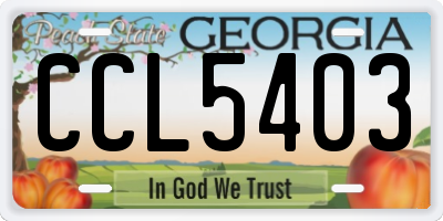 GA license plate CCL5403