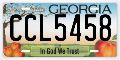 GA license plate CCL5458