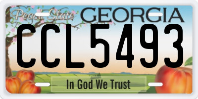 GA license plate CCL5493